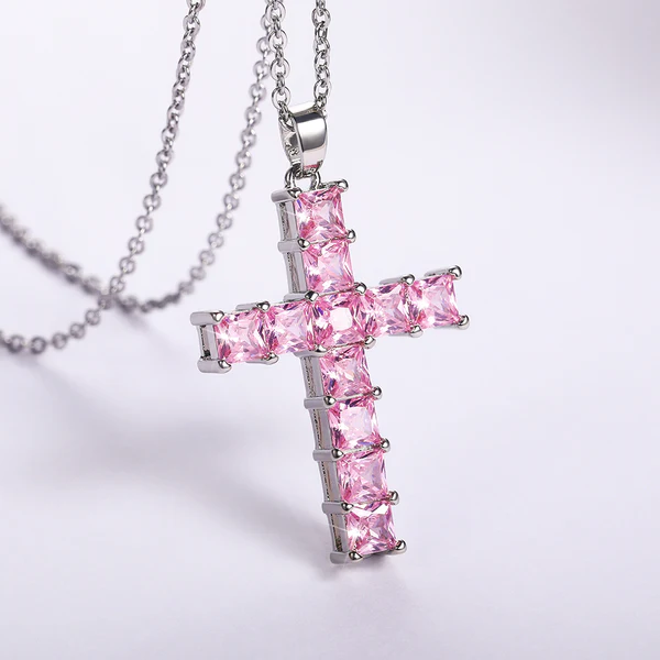 Bijuterii - Colier cruce pătrată din zircon - ne047