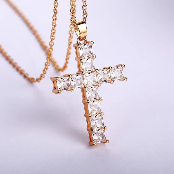 Bijuterii - Colier cruce pătrată din zircon - ne047