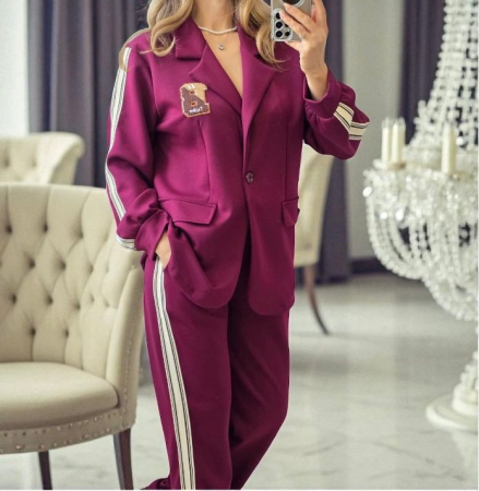 Compleu Casual Oversized cu Dungi Laterale si Sacou Lejer – Marime Universal L–2XL [1]