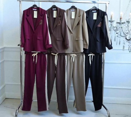 Compleu Casual Oversized cu Dungi Laterale si Sacou Lejer – Marime Universal L–2XL [2]