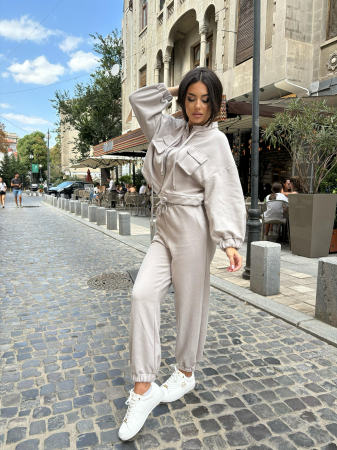 Compleu Dama 2 Piese din Bumbac - Set 2 Piese Hanorac Crop si Pantaloni [12]