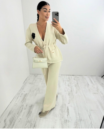 Compleu Dama 3 Piese Tricot - Cardigan, Top, Pantaloni [2]