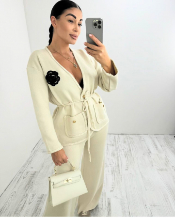 Compleuri Dama - Compleu Dama 3 Piese Tricot - Cardigan, Top, Pantaloni