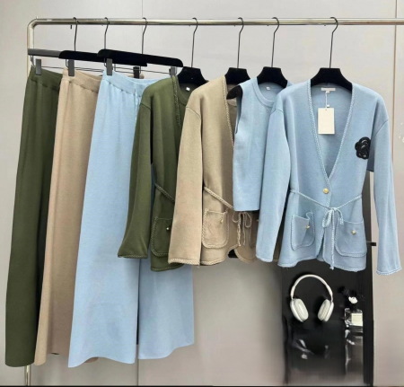 Compleu Dama 3 Piese Tricot - Cardigan, Top, Pantaloni [3]