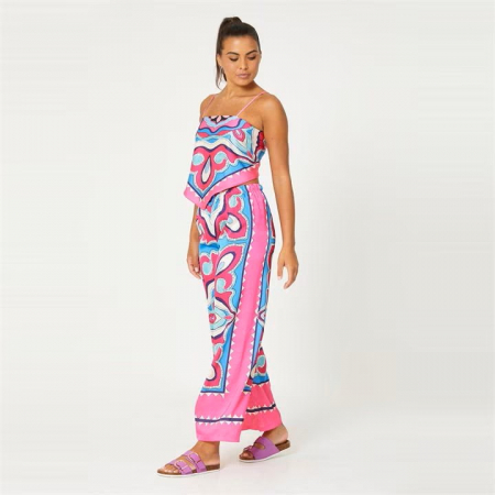 Compleu Dama Top si Pantaloni Satin cu imprimeuri diverse [2]