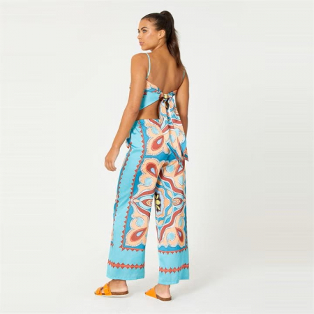 Compleu Dama Top si Pantaloni Satin cu imprimeuri diverse [3]