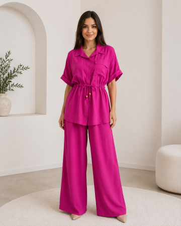 Compleuri Dama - Compleu dama din vascoza cu camasa lejera si pantaloni palazzo