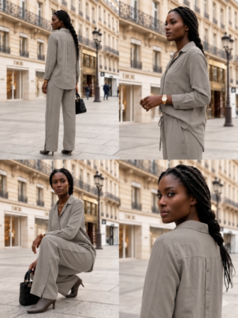 Compleuri elegante - Compleu dama din viscoza cu camasa si pantaloni largi cu nasturi laterali