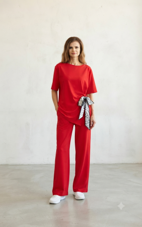 Compleuri elegante - Compleu dama din viscoza cu croi larg si funda decorativa in talie