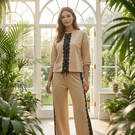 Imbracaminte Dama - Compleu Dama Elegant cu Imprimeu – Camasa si Pantaloni S-XL