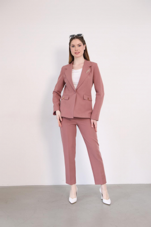 Compleuri Dama - Compleu dama office elegant cu sacou cu detalii aurii si pantaloni conici - Perfect pentru birou si ocazii speciale