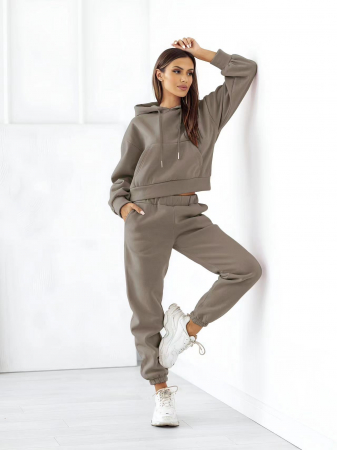 Compleuri Dama - Compleu Dama Trening Dama 2 Piese Bluza si Pantalon din Bumbac Vatuit - CMS