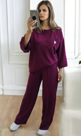 Compleu dama vascoza cu floare 3D si pantaloni largi – marime universala 2 [1]