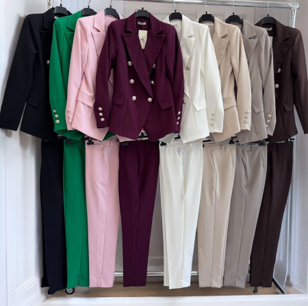 Compleu elegant dama sacou cambrat si pantaloni conici cu nasturi aurii – mai multe culori [2]