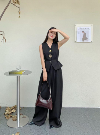 Compleuri Dama - Compleu elegant doua piese din stofa vascoza de calitate, negru si gri