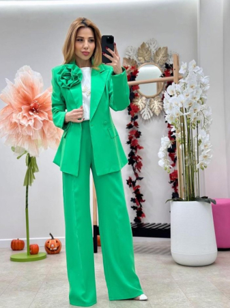 Compleu office elegant din vascoza cu brosa detasabila – talie unica S-L [4]