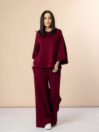 Compleuri casual - Compleu sport lejer dama cu pantaloni evazati si bluza oversize COMFY – marime universala