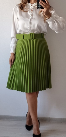 Fuste Dama - Fusta midi plisata cu curelusa inclusa