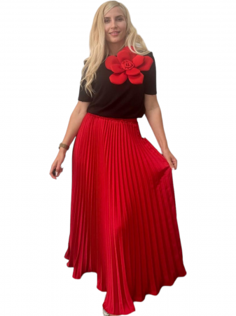 Fusta plisata midi din sifon - Sarah - rosu [4]