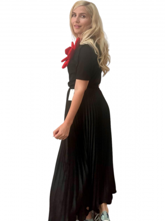 Fusta plisata midi din sifon - Sarah - negru [2]
