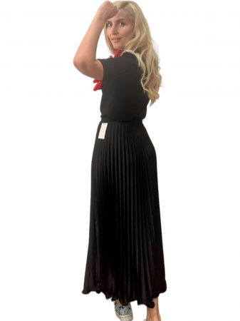 Fusta plisata midi din sifon - Sarah - negru [4]