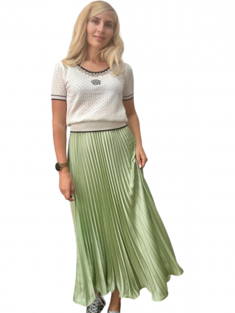 Fusta plisata midi din sifon - Sarah - olive [5]