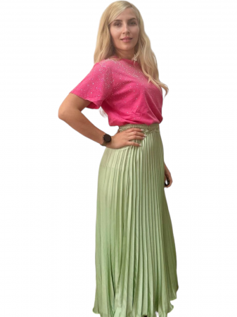 Fusta plisata midi din sifon - Sarah - olive [15]