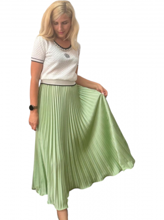Fusta plisata midi din sifon - Sarah - olive [6]