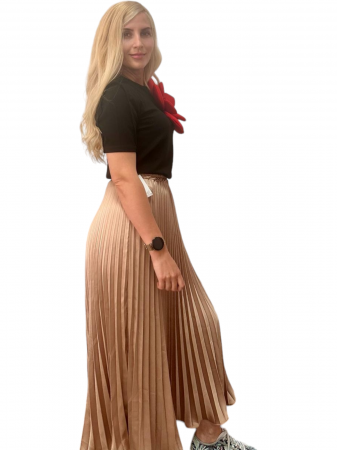 Fusta plisata midi din sifon - Sarah - nude [9]