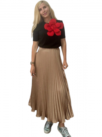 Fusta plisata midi din sifon - Sarah - nude [10]