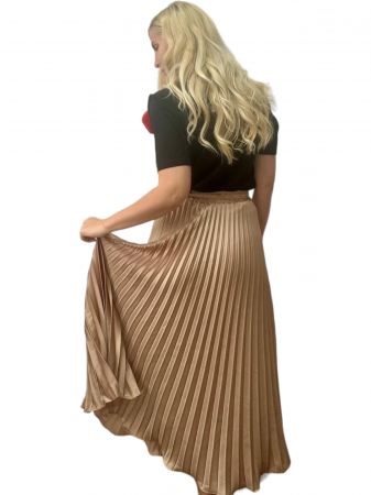 Fusta plisata midi din sifon - Sarah - nude [13]