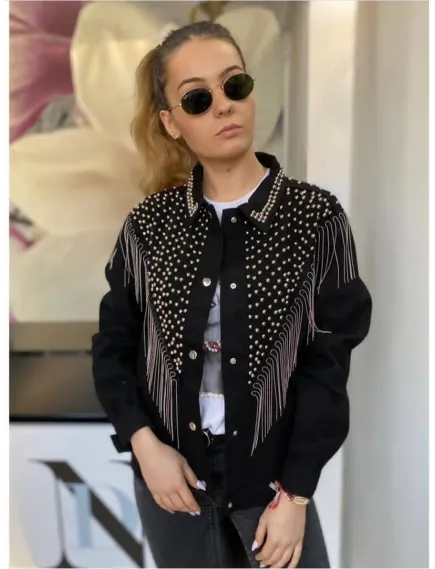 Geaca Dama Denim Boyfriend Blug cu Franjuri [1]
