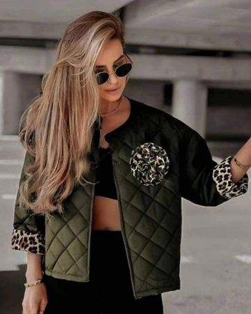 Jacheta Dama Matlasata cu Brosa si Captuseala Animal Print [12]