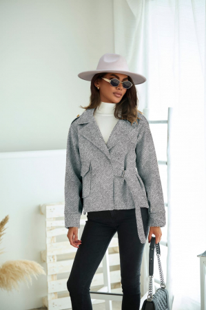 Jachete Dama - Jacheta dama crop Sacou Scurt cu Inchidere pe o parte