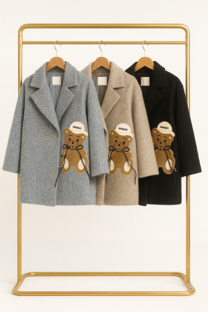 Paltoane Dama - Palton dama cu ursulet aplicat, marime unica, 3 culori disponibile