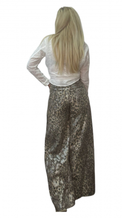 Pantaloni dama denim evazati animal print - Azara [2]