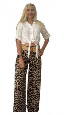 Pantaloni dama cu curea casual animal print - Azara - leo2 [3]
