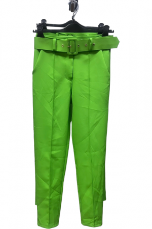 Pantaloni dama cu dunga si curea asortata - Sammy - verde deschis [3]