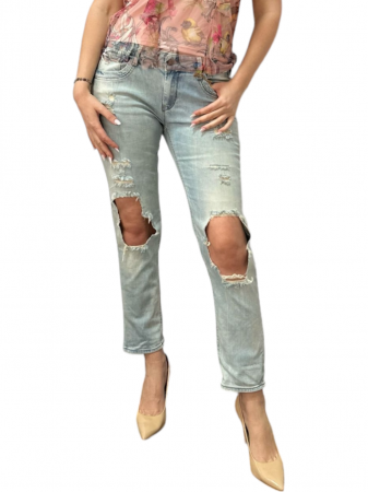 Pantaloni Dama Denim - Pantaloni dama denim cu taieturi - Replus