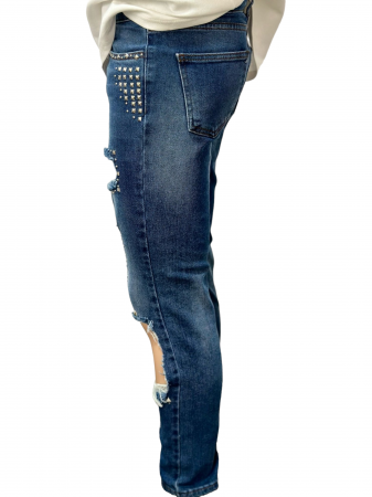 Pantaloni dama denim taieturi si capse - P120 [1]