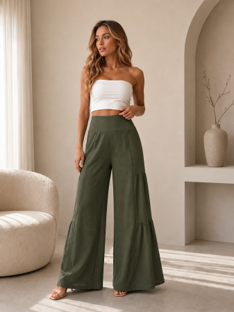 Pantaloni Dama - Pantaloni dama largi cu talie inalta si croi amplu-sofia