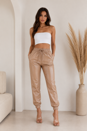 Pantaloni Lungi - Pantaloni Dama Vatuiti din Piele Eco