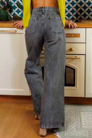 Pantaloni lungi denim - Blugi Evazati - Negri [2]