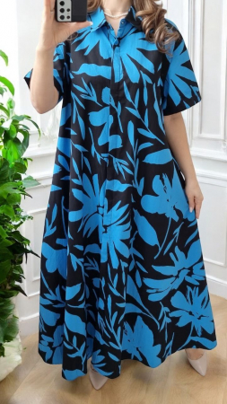 Imbracaminte Dama - Rochie camasa lejera din bumbac imprimat, croi larg, marime universala, croiala larga