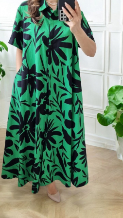 Rochie camasa lejera din bumbac imprimat, croi larg, marime universala, croiala larga [3]