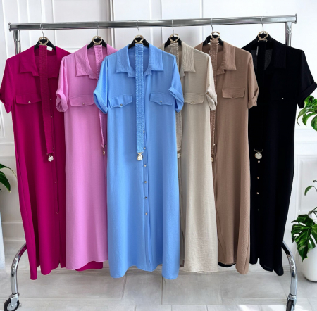 Rochie camasa vaporoasa cu nasturi si curea elastica – stil casual chic, marime universala [1]