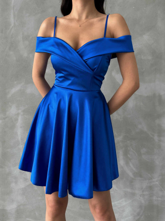 Rochii Dama - Rochie Dama Baby Doll Satinata cu Revere