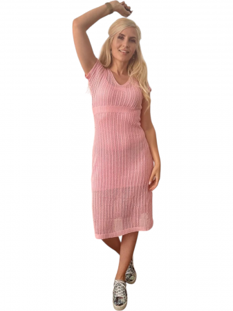 Rochie midi de vara tricotata cu maneca scurta [2]
