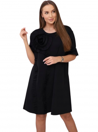 Rochii Dama - Rochie dama floare 3D decorativa - Gala - negru