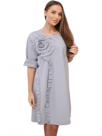 Rochii Dama - Rochie dama floare 3D decorativa - Gala - gri